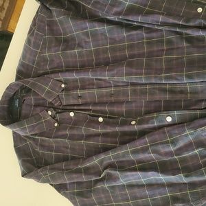 RALPH LAUREN size XL Mens blue Plaid Long Sleeve Vintage Blake Shirt 100% Cotton